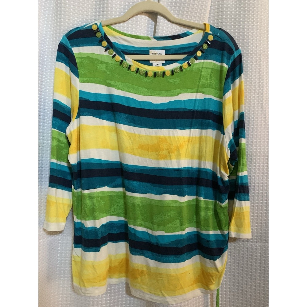 Ruby Rd Favorites Petite Xl Striped‎ Shirt